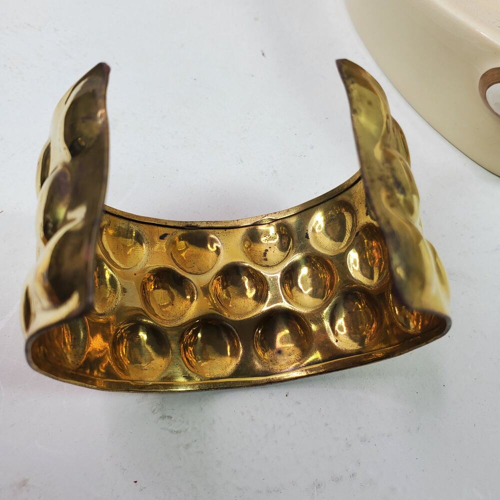 Vintage Bubble Cuff Bracelet 1.5 Inch Wide Gold Tone NOT MARKED - Picture 4 of 4